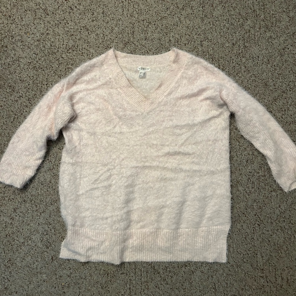Pale Pink Soft V Neck Venus Sweater